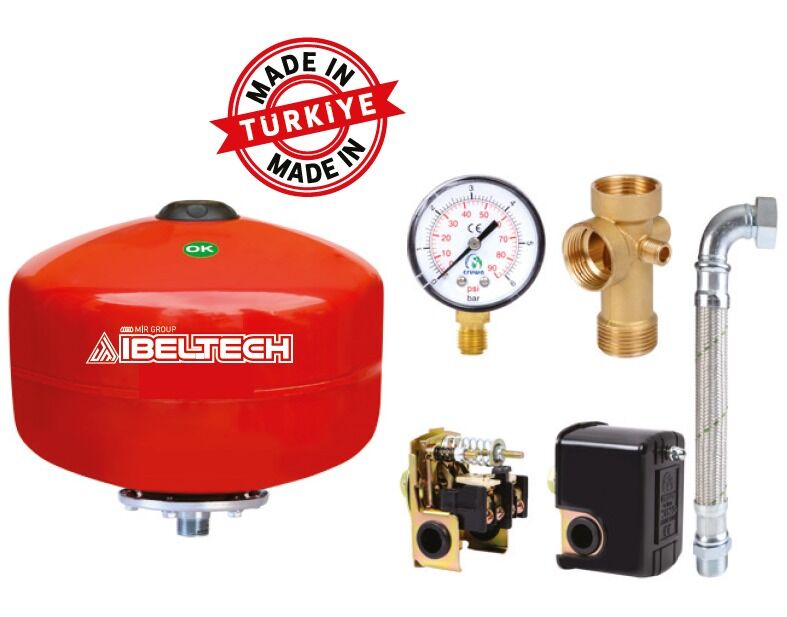 24LT İTALYAN TİP HİDROFOR KİTİ (TANK+KRS-3 ŞALTER+ MANOMETRE+5'Lİ PARÇA) HDF-1