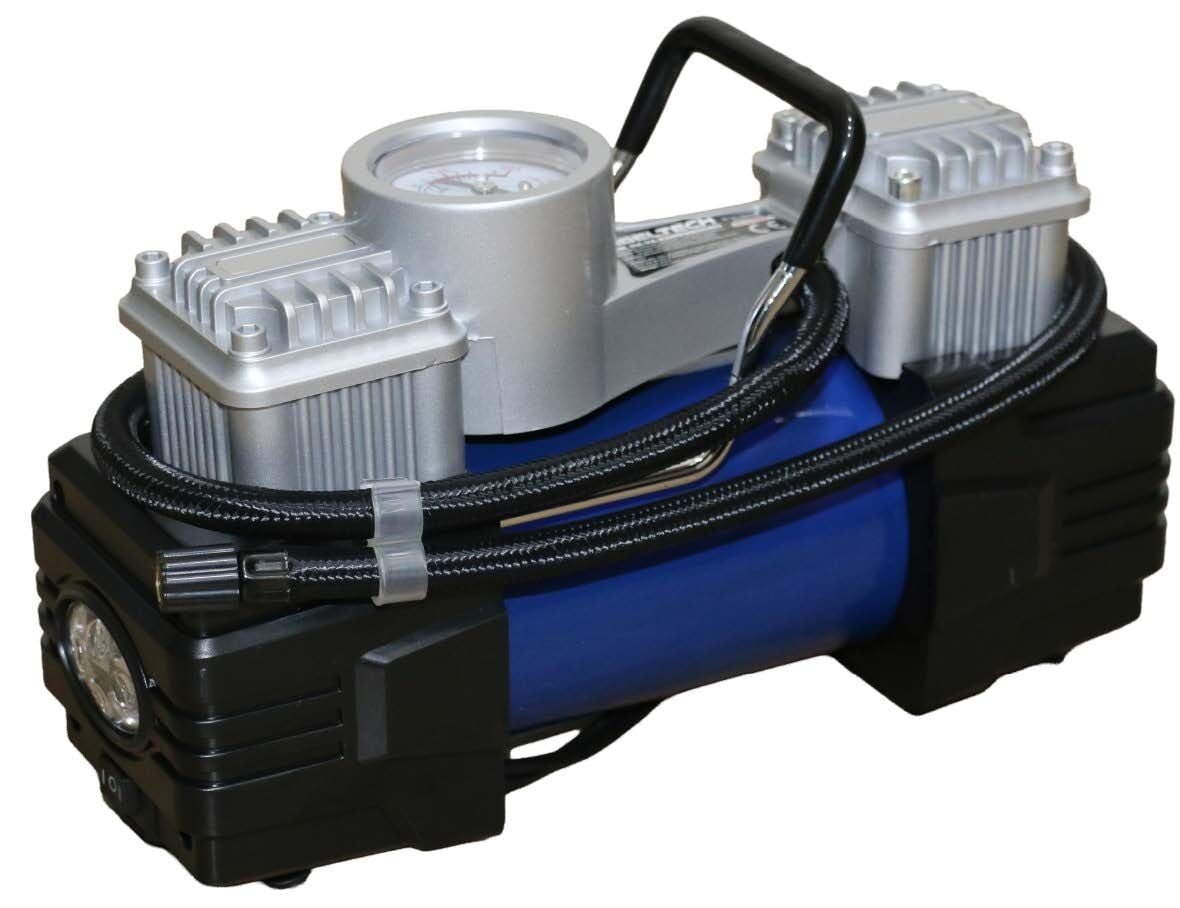 2X PİSTON LED AYDINLATMALI YÜKSEK BASINÇLI ÇAKMAKLI 200W MİNİ ARAÇ HAVA KOMPRESÖRÜ IBL-CMK200